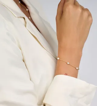 Preview: Athena Armband - Sterlingsilber vergoldet - Süßwasserperlen