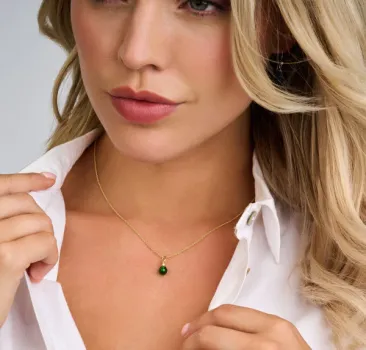 Preview: Figaro Kette 6 mm - vergoldetes Sterlingsilber - grüner Achat und Zirkonia