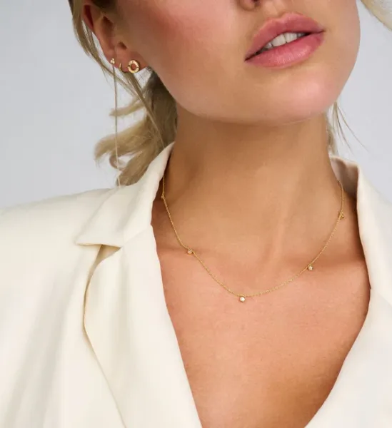 Symphony Halskette 45 cm - Sterlingsilber vergoldet - Zirkonia